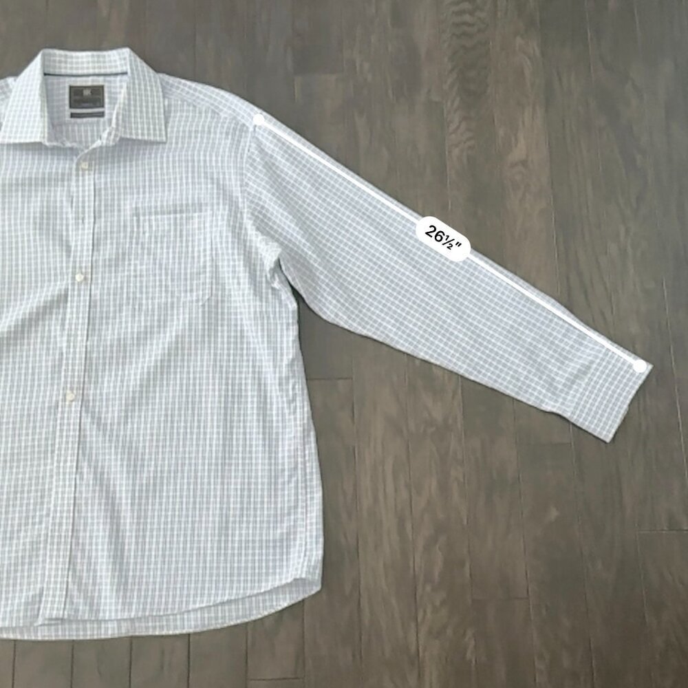 Marks & Spencer Blue, Purple & White Checked Men's Dress Shirt  100% Cotton - Picture 13 of 14